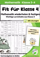 Vorschau - Arbeitsblätter - Fit für Klasse 4 – Mathematik Klasse 3 wiederholen & festigen | Mit Lösungen - Deckblatt