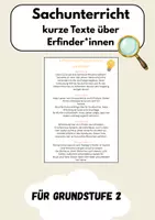 Vorschau - Arbeitsblätter - Sachunterricht Lesetexte über Erfinder - Deckblatt