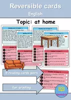 Vorschau - Spiele - Reading task cards: At home / Living / Furniture & Rooms - zu Hause / wohnen / Möbel & Räume - Englisch (Wendekarten) - Deckblatt