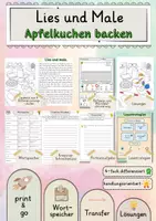 Vorschau - Stundenentwürfe - Apfelkuchen backen Lies und Male Lesetraining differenziert handlungsorientiert Lesen Leseflüssigkeit - Deckblatt