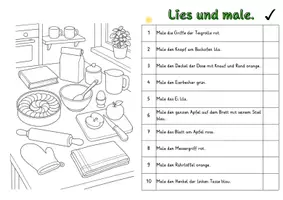 Vorschau - Stundenentwürfe - Apfelkuchen backen Lies und Male Lesetraining differenziert handlungsorientiert Lesen Leseflüssigkeit - Seite 3