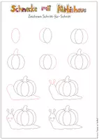 Vorschau - Arbeitsblätter - Herbst Kunst: Schnecke mit Kürbishaus | Kunstprojekt Grundschule - Seite 3