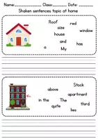 Vorschau - Arbeitsblätter - Schüttelsätze / Jumbled Sentences: At home / Living / Furniture & Rooms - zu Hause / wohnen / Möbel & Räume - Englisch - Seite 1