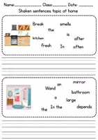 Vorschau - Arbeitsblätter - Schüttelsätze / Jumbled Sentences: At home / Living / Furniture & Rooms - zu Hause / wohnen / Möbel & Räume - Englisch - Seite 2