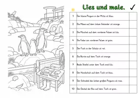 Vorschau - Stundenentwürfe - Am Pinguinfelsen Lies und Male Lesetraining differenziert handlungsorientiert Lesen Leseflüssigkeit - Seite 3