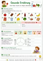 Vorschau - Arbeitsblätter - Gesunde Ernährung | Lebensmittel, Lebensmittelgruppen & gesunde Mahlzeiten - Seite 1