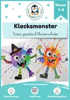 Vorschau - Unterrichtsreihen - Kunst Grundschule Halloween | Klecksmonster mit Wasserfarben gestalten | Pustetechnik & Pustebilder | Monster gestalten & basteln | Klasse 1–4 - Deckblatt