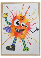 Vorschau - Unterrichtsreihen - Kunst Grundschule Halloween | Klecksmonster mit Wasserfarben gestalten | Pustetechnik & Pustebilder | Monster gestalten & basteln | Klasse 1–4 - Seite 3