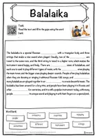 Vorschau - Arbeitsblätter - Balalaika Music worksheet: cloze text, listening comprehension and word search - English - Seite 1