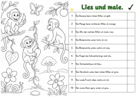 Vorschau - Stundenentwürfe - Affen Lies und Male Lesetraining differenziert handlungsorientiert Lesen Leseflüssigkeit - Seite 3