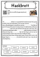 Vorschau - Arbeitsblätter - Hackbrett Music worksheet: cloze text, listening comprehension and word search - English - Seite 1