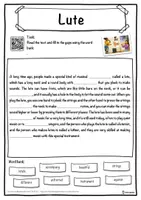 Vorschau - Arbeitsblätter - Lute Music worksheet: cloze text, listening comprehension and word search - English - Seite 1