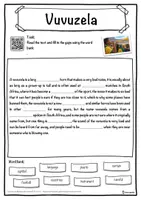 Vorschau - Arbeitsblätter - Vuvuzela Music worksheet: cloze text, listening comprehension and word search - English - Seite 1