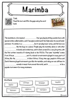 Vorschau - Arbeitsblätter - Marimba Music worksheet: cloze text, listening comprehension and word search - English - Seite 1