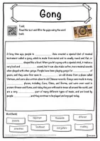 Vorschau - Arbeitsblätter - Gong Music worksheet: cloze text, listening comprehension and word search - English - Seite 1