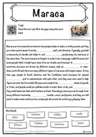 Vorschau - Arbeitsblätter - Maraca Music worksheet: cloze text, listening comprehension and word search - English - Seite 1