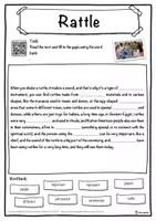 Vorschau - Arbeitsblätter - Rattle Music worksheet: cloze text, listening comprehension and word search - English - Seite 1