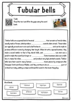 Vorschau - Arbeitsblätter - Tubular bells Music worksheet: cloze text, listening comprehension and word search - English - Seite 1