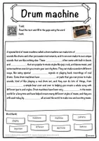 Vorschau - Arbeitsblätter - Drum machine Music worksheet: cloze text, listening comprehension and word search - English - Seite 1