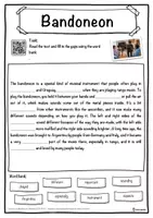 Vorschau - Arbeitsblätter - Bandoneon Music worksheet: cloze text, listening comprehension and word search - English - Seite 1