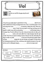 Vorschau - Arbeitsblätter - Viol Music worksheet: cloze text, listening comprehension and word search - English - Seite 1