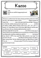 Vorschau - Arbeitsblätter - Kazoo Music worksheet: cloze text, listening comprehension and word search - English - Seite 1