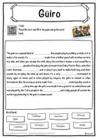 Vorschau - Arbeitsblätter - Güiro Music worksheet: cloze text, listening comprehension and word search - English - Seite 1