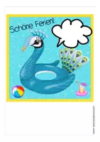 Vorschau - Mal- und Bastelvorlagen - Pfauenklasse Klassentier Pfau Kostenlos Feriengrüße kostenlos - Seite 3
