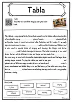 Vorschau - Arbeitsblätter - Tabla Music worksheet: cloze text, listening comprehension and word search - English - Seite 1