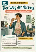 Vorschau - Stundenentwürfe - Verdauung einfach erklärt – Der Weg der Nahrung | Differenziertes Unterrichtsmaterial A2/B1 für AV & Berufskolleg - Deckblatt