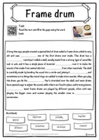 Vorschau - Arbeitsblätter - Frame drum Music worksheet: cloze text, listening comprehension and word search - English - Seite 1