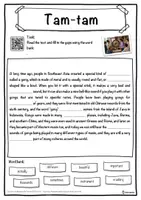 Vorschau - Arbeitsblätter - Tam-tam Music worksheet: cloze text, listening comprehension and word search - English - Seite 1