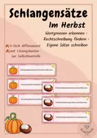 Vorschau - Stundenentwürfe - Herbstliche Schlangensätze - Wortgrenzen erkennen, Rechtschreibung fördern & eigene Sätze schreiben | 4-fach differenziert | Deutsch Klasse 1-3 - Seite 1