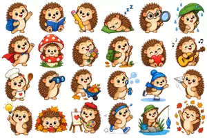 Vorschau - selbst erstellte Cliparts/Grafiken - 50 Cliparts - Klassentier Igel - Igelklasse - Seite 1