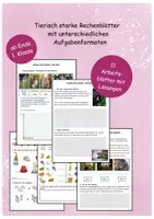 Vorschau - Arbeitsblätter - Tierische Rechenblätter, Bild- und Sachaufgaben Haustiere - Deckblatt