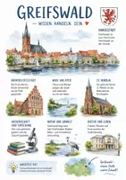 Vorschau - Arbeitsblätter - Lernposter + AB mit Fragen zum Thema "Greifswald" + Lösungsblatt + Infografik - Deckblatt