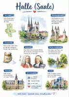 Vorschau - Arbeitsblätter - Lernplakat + AB mit Fragen zum Thema "Halle (Saale)" + Lösungsblatt + Infografik - Deckblatt