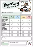 Vorschau - Prüfungsvorbereitung - Akrobatik – Bewertungsblatt & Planungsblatt 🤸♀️ - Seite 1