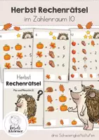 Vorschau - Arbeitsblätter - Herbst Mathe Klasse 2 - Rechenrätsel | Zahlenraum 10 | Plus und Minus | Knobelaufgaben im ZR 10 | Freiarbeit - Deckblatt