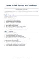 Προεπισκόπηση - Εργασία τάξης/τεστ - IELTS Speaking Practice Trades, Skills, Working with Hands - Σελίδα 1