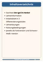 Vorschau - Arbeitsblätter - Sachtext Igel im Herbst 3fach differenziert Deutsch HSU Klasse 3-5 - Seite 2
