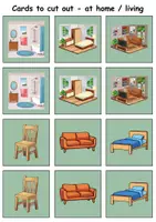Vorschau - Mal- und Bastelvorlagen - Remember it! / Matching Pairs: At home / Living / Furniture & Rooms - zu Hause / wohnen / Möbel & Räume (Image-Word) - Englisch - Seite 2