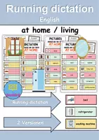 Vorschau - Arbeitsblätter - Laufdiktat / Running dictation: At home / Living / Furniture & Rooms - zu Hause / wohnen / Möbel & Räume - Englisch - Deckblatt
