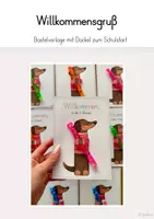 Vorschau - Mal- und Bastelvorlagen - Willkommensgruß Dackel (Bastelvorlage) - Deckblatt