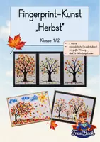 Vorschau - Mal- und Bastelvorlagen - Herbst Fingerprint-Kunst für die Grundschule | Kopiervorlagen Kunst - Deckblatt