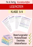 Vorschau - Klassenarbeiten - LESENOTEN I Fix & Fertig Korrekturhilfen I Kriterien, Checkliste, Notenschlüssel, Selbstreflexion I Klasse 3/4 I Editierbar - Deckblatt