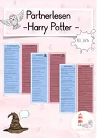 Vorschau - Stationenlernen - Partnerlesen/ Dialoglesen Leseflüssigkeit Leseförderung Harry Potter (Kl. 3/4) - Deckblatt