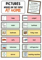 Vorschau - Spiele - Vocabulary sheets: At home / Living / Furniture & Rooms - zu Hause / wohnen / Möbel & Räume - Englische Bildkarten (Vokabelzettel) - Seite 2