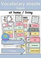 Vorschau - Spiele - Vocabulary sheets: At home / Living / Furniture & Rooms - zu Hause / wohnen / Möbel & Räume - Englische Bildkarten (Vokabelzettel) - Deckblatt
