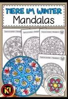 Vorschau - Mal- und Bastelvorlagen - Tiere im Winter – Mandalas & Ausmalbilder | 5 Malvorlagen mit Wintertieren - Deckblatt